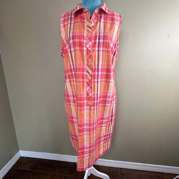 Talbots Dress Women 16 Plaid Sleeveless button - Picture 1 of 11